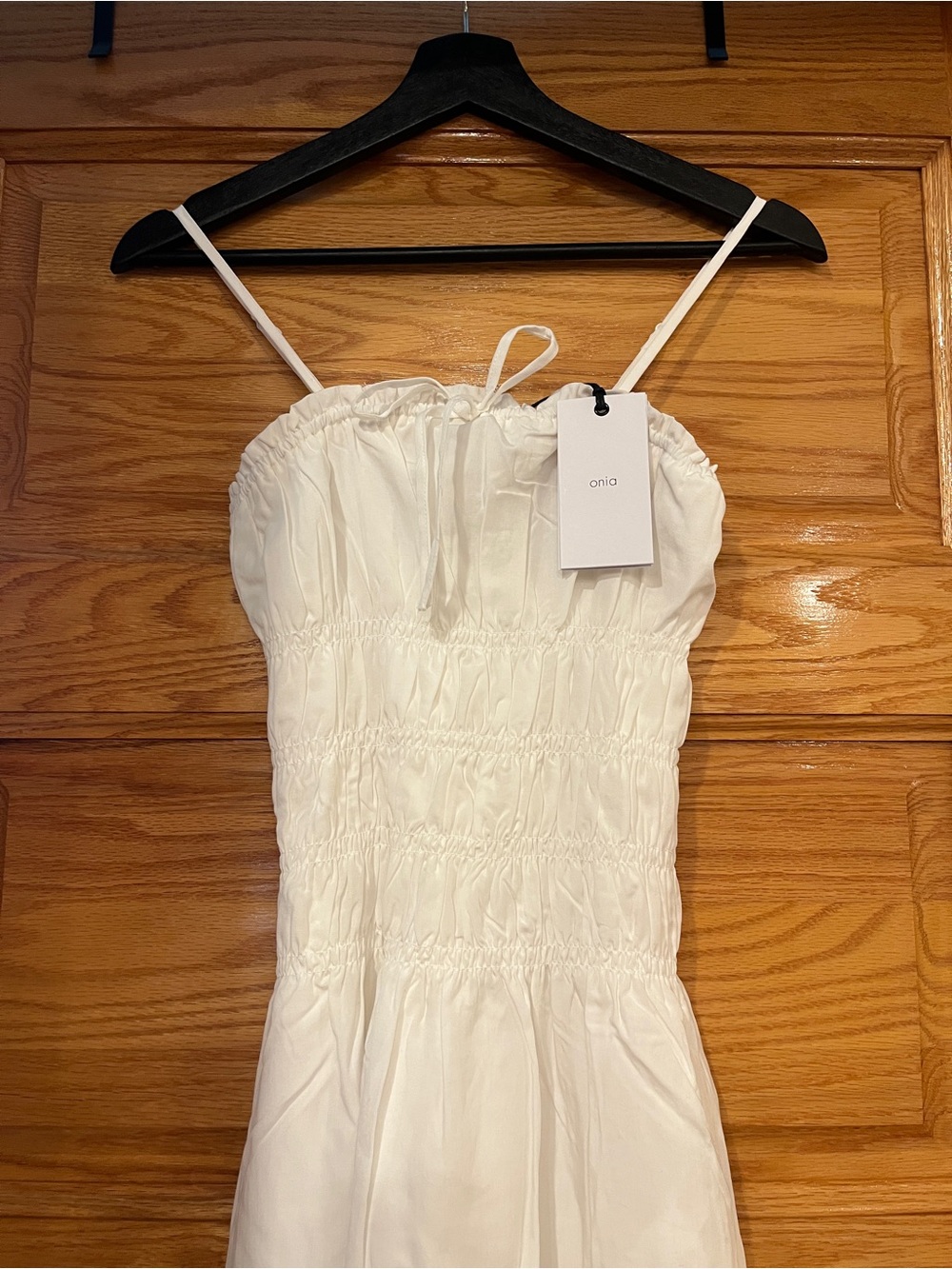White Smocked Maxi Dress with Spaghetti Straps - Picture 2 of 6